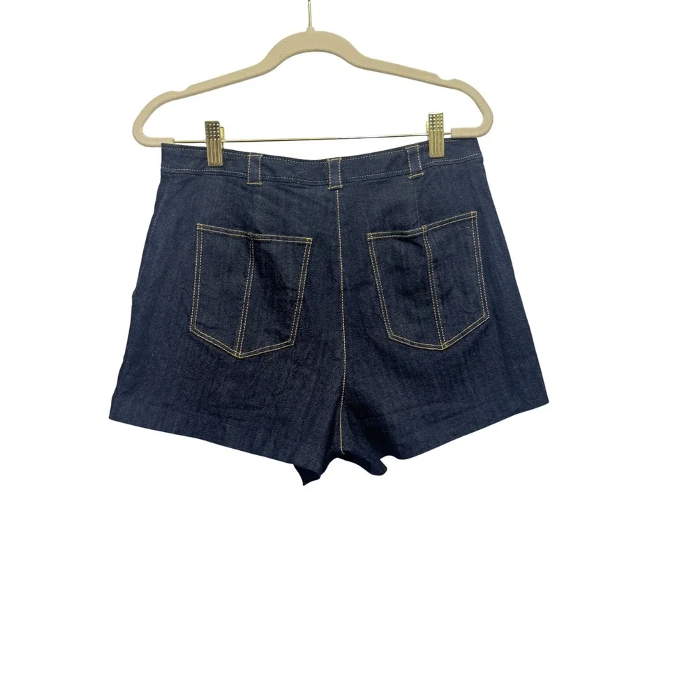 Cinq a Sept Aileen Denim Shorts 8 Indigo Blue‎ Excellent High Waist Utility